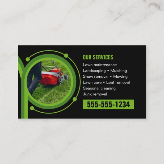 Zwart Groen Landscaping Maaien Grasonderhoud Visitekaartje (Achterkant)