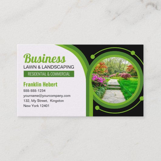 Zwart Groen Landscaping Maaien Grasonderhoud Visitekaartje (Voorkant)