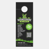 Zwart Groen Lawn Care Landscaping Mowing Lawncare Deurhanger (Voorkant)