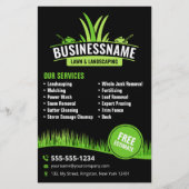 Zwart Groen Lawn Care Landscaping Mowing Lawncare Flyer (Voorkant)