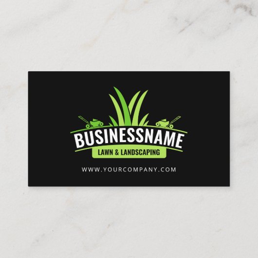 Zwart Groen Lawn Care Landscaping Mowing Lawncare Visitekaartje (Achterkant)