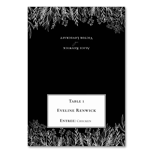 Zwart groen Menu Keuze Opvouwbare Plaats Kaart (Voorkant)