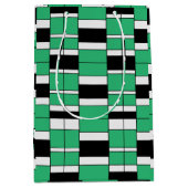 Zwart Groen Midden Eeuw Geometrisch Medium Cadeauzakje (Voorkant)