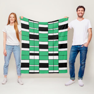 Zwart groen midden eeuw geometrisch patroon fleece deken