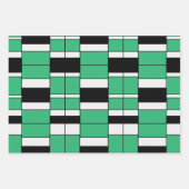 Zwart groen midden eeuw geometrisch patroon inpakpapier vel (Voorkant 2)