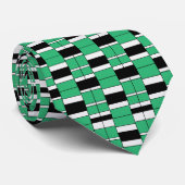 Zwart Groen Midden Eeuw Geometrisch Stropdas (Opgerold)