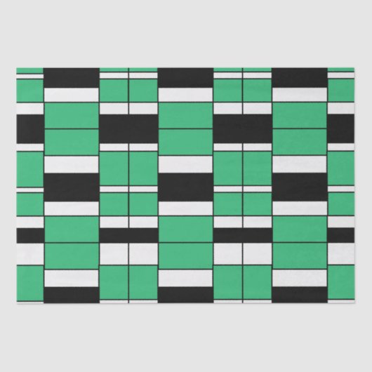 Zwart Groen Midden Eeuw Geometrisch Tissuepapier (Voorkant)