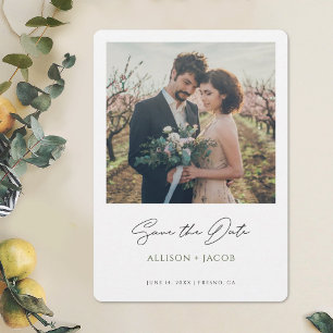 Zwart Groen Minimalistisch Modern Foto Bewaar de D Save The Date