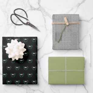 Zwart Groen Modern Dear Antlers Monogrammed Inpakpapier Vel