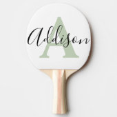 Zwart groen monogram initiaal tafeltennisbatje (Voorkant)