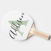 Zwart groen monogram initiaal tafeltennisbatje (Zijkant)