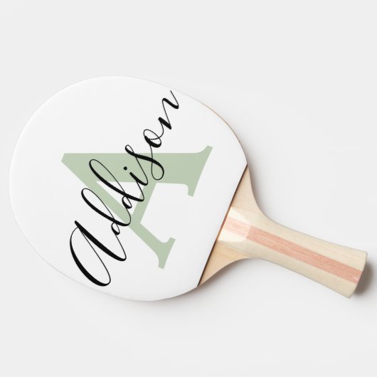 Zwart groen monogram initiaal tafeltennisbatje (Zijkant)