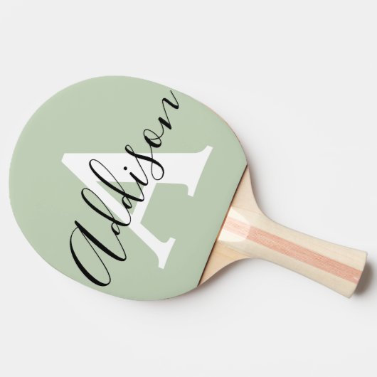 Zwart groen monogram initiaal tafeltennisbatje (Achterkant)