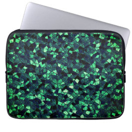 Zwart groen mozaïek met gedeeltelijk verwijderde k laptop sleeve