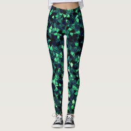 Zwart groen mozaïek met gedeeltelijk verwijderde k leggings