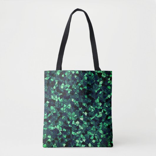 Zwart groen mozaïek met gedeeltelijk verwijderde k tote bag (Voorkant)