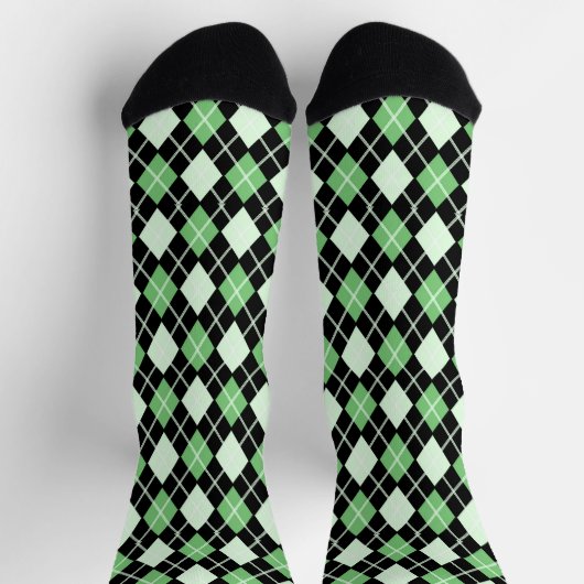Zwart & Groen Naadloos Argyle patroon Sokken (Top)