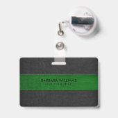 Zwart & groen namaakleer badge (Achterkant met uittrekbare clip)