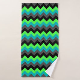 Zwart Groen Ombre Chevrons Badhanddoek