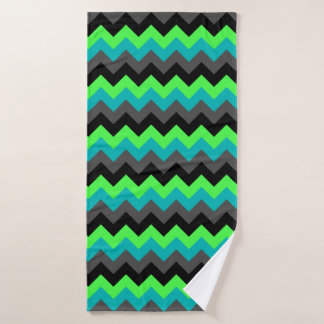 Zwart Groen Ombre Chevrons Badhanddoek