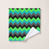 Zwart Groen Ombre Chevrons Badhanddoek Set Bad Handdoek (Wasdoekje)