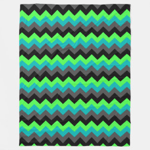 Zwart Groen Ombre Chevrons Groot Fleece Deken
