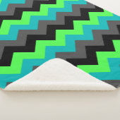 Zwart Groen Ombre Chevrons Grote Sherpa Deken (3/4)
