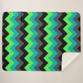 Zwart Groen Ombre Chevrons Grote Sherpa Deken (Voorkant (horizontaal))