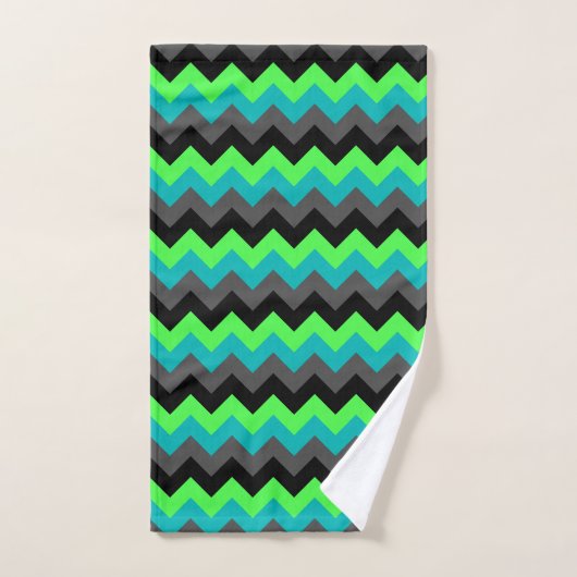 Zwart Groen Ombre Chevrons Handdoek (Handdoek)