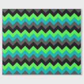 Zwart Groen Ombre Chevrons inpakpapier (Vlak)