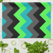 Zwart Groen Ombre Chevrons Keukenhanddoek (Gevouwen)
