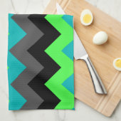 Zwart Groen Ombre Chevrons Keukenhanddoek (Quarter Fold)