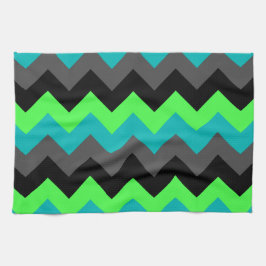 Zwart Groen Ombre Chevrons Keukenhanddoek