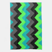 Zwart Groen Ombre Chevrons Keukenhanddoek (Verticaal)