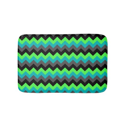 Zwart Groen Ombre Chevrons Kleine Badmat (Voorkant)