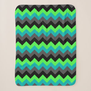 Zwart Groen Ombre Chevrons Kleine Sherpa Deken