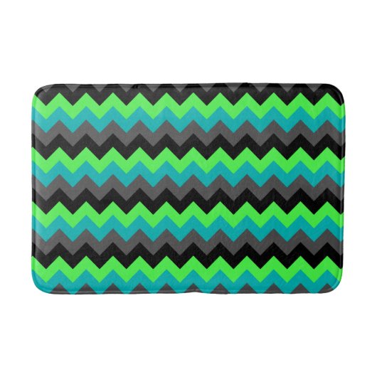 Zwart Groen Ombre Chevrons Medium Badmat (Voorkant)