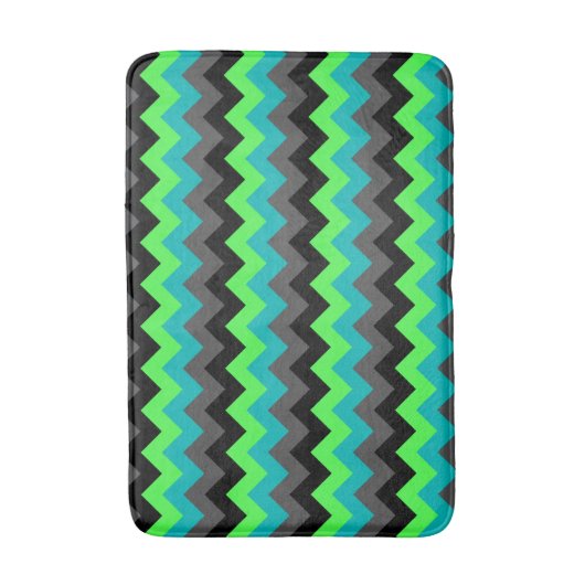 Zwart Groen Ombre Chevrons Medium Badmat (Voorkant Verticaal)