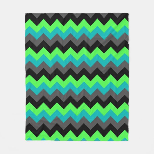 Zwart Groen Ombre Chevrons Medium Fleece Deken (Voorkant)