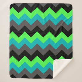 Zwart Groen Ombre Chevrons Medium Sherpa Deken
