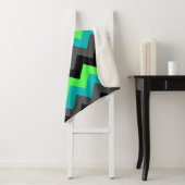 Zwart Groen Ombre Chevrons Medium Sherpa Deken (In situ)