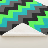 Zwart Groen Ombre Chevrons Medium Sherpa Deken (3/4)