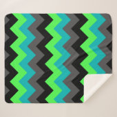 Zwart Groen Ombre Chevrons Medium Sherpa Deken (Voorkant (horizontaal))