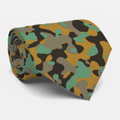 Zwart, Groen, Oranje Camouflage Camo Pattern Stropdas (Opgerold)