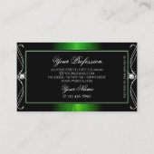  zwart groen  Ornament van juwelen Visitekaartje (Achterkant)