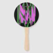 Zwart groen paarse kleuren handwaaier (Voorkant)