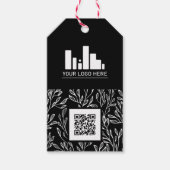 Zwart groen patroon Uw Logo & QR code Cadeaulabel (Voorkant)
