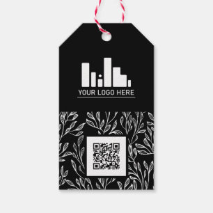 Zwart groen patroon Uw Logo & QR code Cadeaulabel