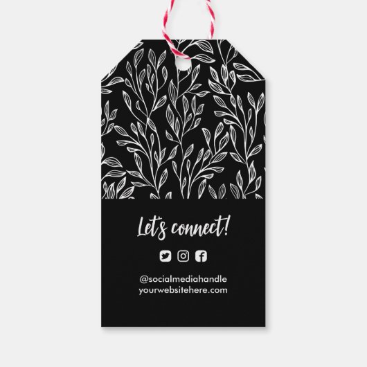 Zwart groen patroon Uw Logo & QR code Cadeaulabel (Achterkant)