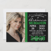 Zwart & Groen Paw Afstuderen Fotouitnodiging Kaart (Voorkant)